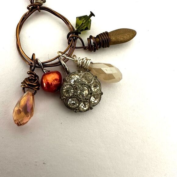 copper tone circle charm necklace - Picture 4 of 9